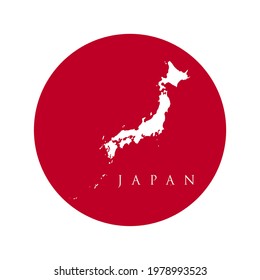 Flag of Japan with maps territory of Japan vector illustration. map of Japan with the image of the national flag.