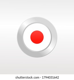 Flag of japan. Metal Round Icons, flat stle vector illustration, japan from asian 