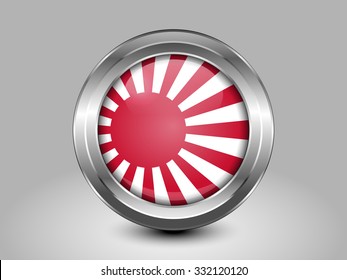 Flag of Japan. Metal Round Icons. This is File from the Collection Asian Flags