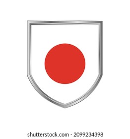 Flag of Japan with metal shield frame