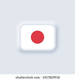 Flag of Japan. National Japan flag. Japanian symbol. Vector illustration. EPS10. Simple icons with flags. Neumorphic UI UX white user interface. Neumorphism