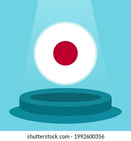 Flag of Japan on the podium. Simple minimalist flat design style. Ready to use for the football event etc.