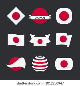 Flag of Japan and other logo design graphics with the Japanese flag