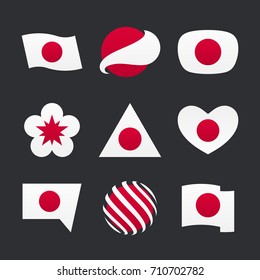 Flag of Japan and other logo design graphics with the Japanese flag