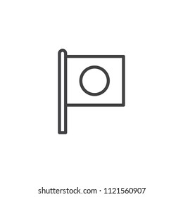 Flag of Japan outline icon. linear style sign for mobile concept and web design. Japanese flag simple line vector icon. Symbol, logo illustration. Pixel perfect vector graphics