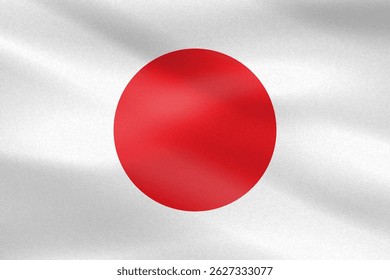 Bandeira do Japão com textura de papel e luz. Ilustração vetorial 