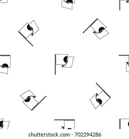 Flag of Japan pattern repeat seamless in black color for any design. Vector geometric illustration
