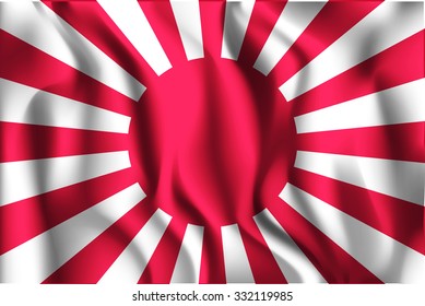 Flag of Japan. Rectangular Shape Icon with Wavy Effect