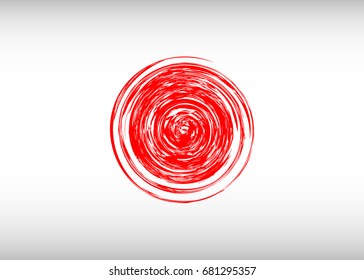 Flag of Japan with red rays. Stylization of japanese national banner. Vector illustration