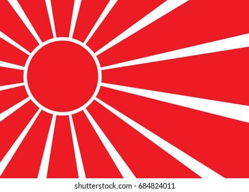 Flag of Japan with red rays. Stylization of japanese national banner. Vector illustration