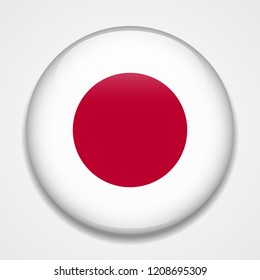 Flag of Japan. Round glossy badge
