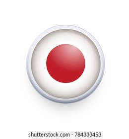 Flag of Japan as round glossy icon. Button with Japan flag. National flag for country of Japan isolated, banner vector illustration. Vector illustration eps10.