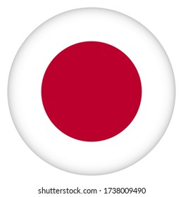 Flag of Japan round icon, badge or button. Japanese national symbol. Template design, vector illustration. 