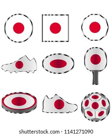 flag of japan, a set of different icons of the color of the flag of japan