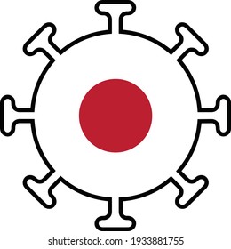 Flag of Japan in the shape of a coronavirus, vectorized.