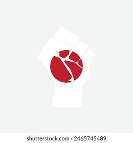 Flag of Japan in the shape of raised hand sign isolated on background. Fist symbol modern, simple, vector, icon for website design, mobile app, ui. Vector Illustration