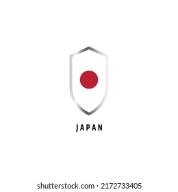 Flag of Japan with shield shape icon flat vector illustration