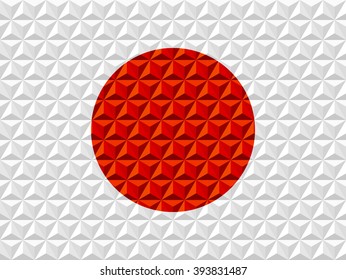 Flag of Japan in Triangle Texture Vector Illustration