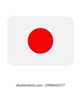 Icono de Vector de Japón. Bandera nacional de Japón aislada sobre fondo blanco.