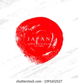 Flag of Japan. Vector illustration on a gray background. Brush strokes drawn by hand. Independence Day.