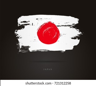 The flag of Japan. Vector illustration on a black background. Beautiful brush strokes. Abstract concept. Elements for design.