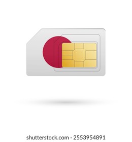 Flag of Japan. Vector illustration of SIM Card with flag on white background