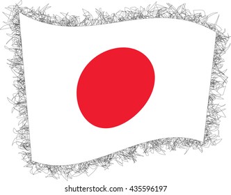 Flag of Japan. Vector illustration of a stylized flag. Shaggy edge.