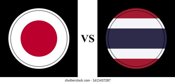 flag japan vs thailand. vector background