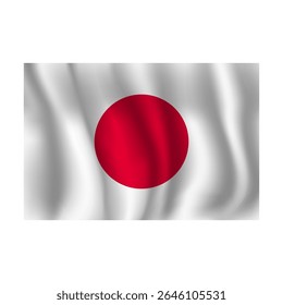 Bandeira do Japão ondulada flui ao vento, com dobras 3d