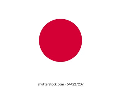 The flag of Japan, white rectangular with a red disc in the center, sun-mark, emboding the Land of the Rising Sun. Vector flat style illustration