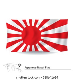 Flag of Japanese Naval Ensign - vector illustration