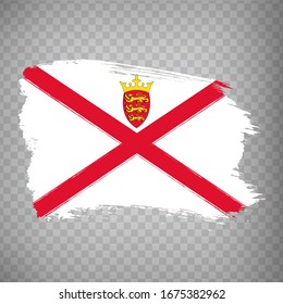 Flag of Jersey from brush strokes. Flag  of Jersey on transparent background for your web site design, app, UI.  Europe. UK. Stock vector.  EPS10.