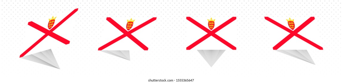 Flag of Jersey in modern abstract design, vector flag set.