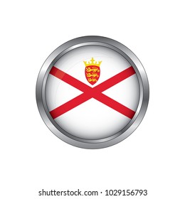 Flag of Jersey as round glossy icon. Button with Jersey flag.isolated, banner vector illustration. Vector illustration eps10.