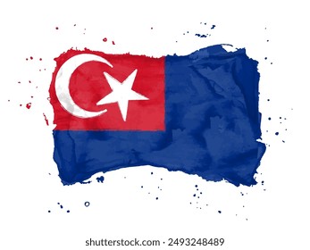 Flag of  Johor,  brush stroke background.  Flag State Johor of Malaysia on white background. Watercolor style for your design, app, UI.  EPS10.