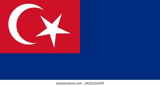 Flag of Johor State (Malaysia) Johore, Navy blue with a bright red containing a white crescent and five-pointed star