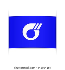 Flag of Jojima (Fukuoka Prefecture, Japan). Vector illustration of a stylized flag. The slit in the paper with shadows. Element for infographics.