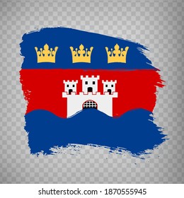 Aplastos de pincel del condado de Jonkoping de bandera. Bandera del condado de Jonkoping en fondo transparente para el diseño de tu sitio web, aplicación, UI. Suecia. EPS10.