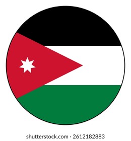Flag of Jordan. Black edge. Jordan circle flag logo icon computer vector illustration design.