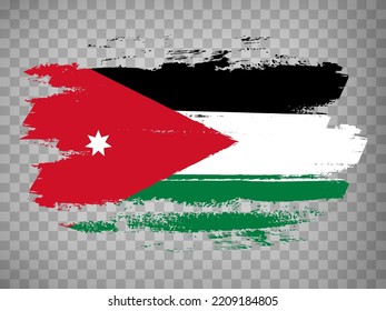 Bandera del fondo del pincel de Jordania.  Bandera de Jordania en fondo transparente para tu diseño de sitio web, aplicación, UI.  Vector de material. EPS10.