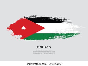 Flag of Jordan, brush stroke background