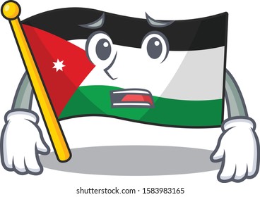 Flag jordan Cartoon character showing afraid look face