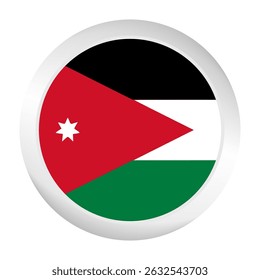 Flag of Jordan. Circle flag icon logo. Round flag. Flag icon. Standard color. Digital illustration. Vector illustration.