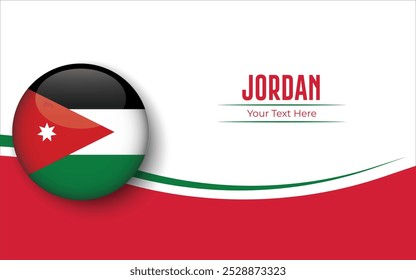 Bandera de Jordan Circle aislado sobre fondo blanco con texto. Anuncio, Póster, Vector, Plantilla, Maqueta, Fondo, Redes Sociales, Publicación, 3D.
