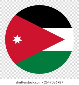 Flag of Jordan. Jordan circle flag logo icon computer vector illustration design. Transparent checkerboard background.