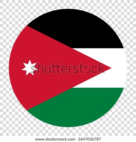 Flag of Jordan. Jordan circle flag logo icon computer vector illustration design. Transparent checkerboard background.