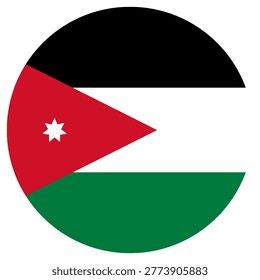 Flag of Jordan in Circle Shape