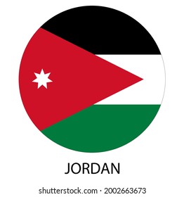 Flag of Jordan in a circle, vector illustration. Inscription: Jordan 