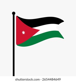 Bandeira da Jordânia. Bandeira Jordan computador digital vetor ilustração ícone design. Bandeira de mastro flutuante.