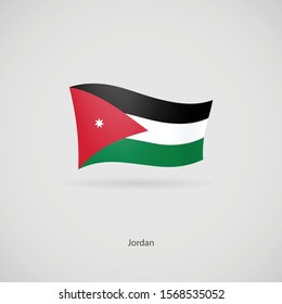 The flag of Jordan is flying layered vector image.